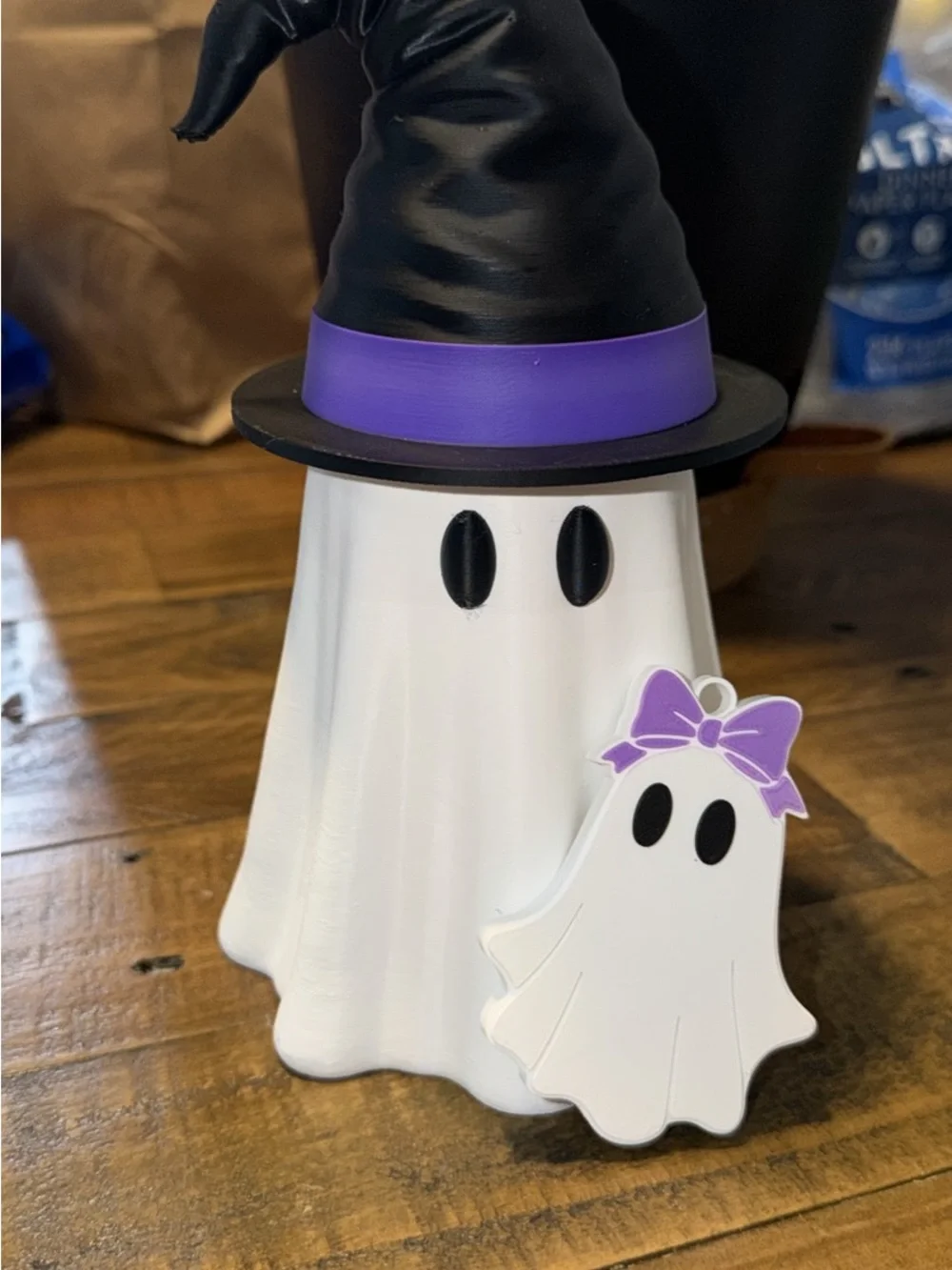 Ghost Can Koozie with Witch Hat and can opener.